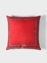 Ajrakh Modal Silk Cushion Cover Red Indigo Border 16x16 - Eyaas
